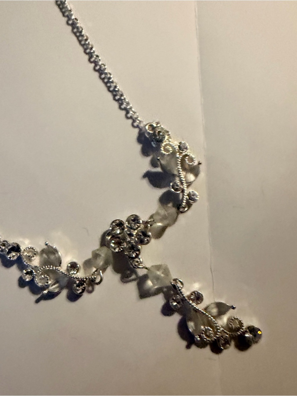 Silver Crystal Floral Necklace - Women Jewelry